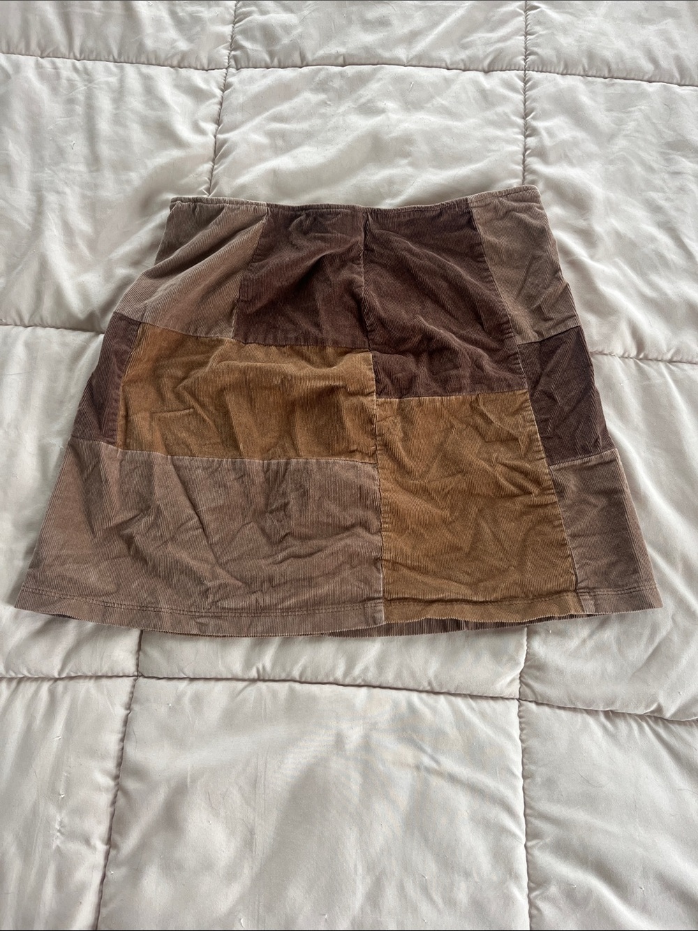Hollister Patchwork Corduroy Mini Skirt — Brown Tones